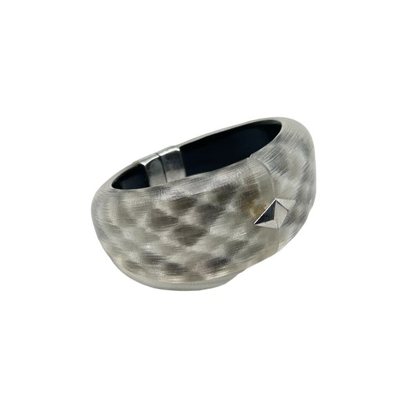 Alexis Bittar Clamper Bracelet Thick Wide Bangle Frosted Lucite Designer Signed - Picture 1 of 13